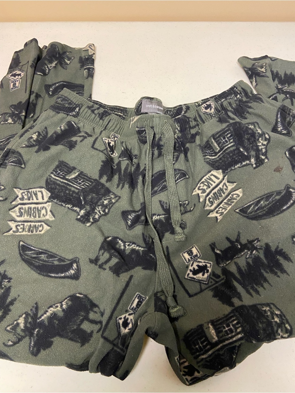 croft & barrow Green Printed Fleece Jogger lounge pants